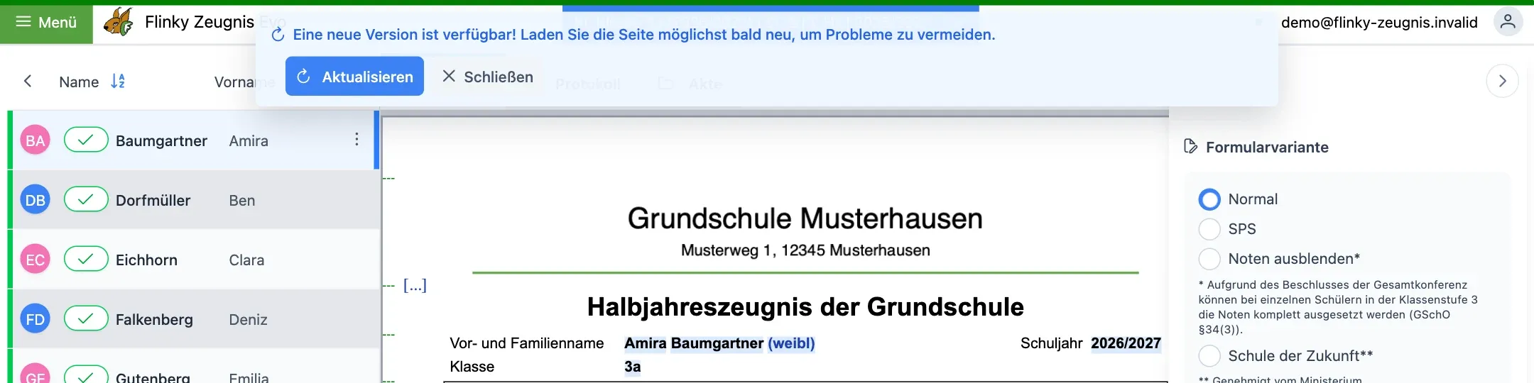 Hinweis auf eine neue Version